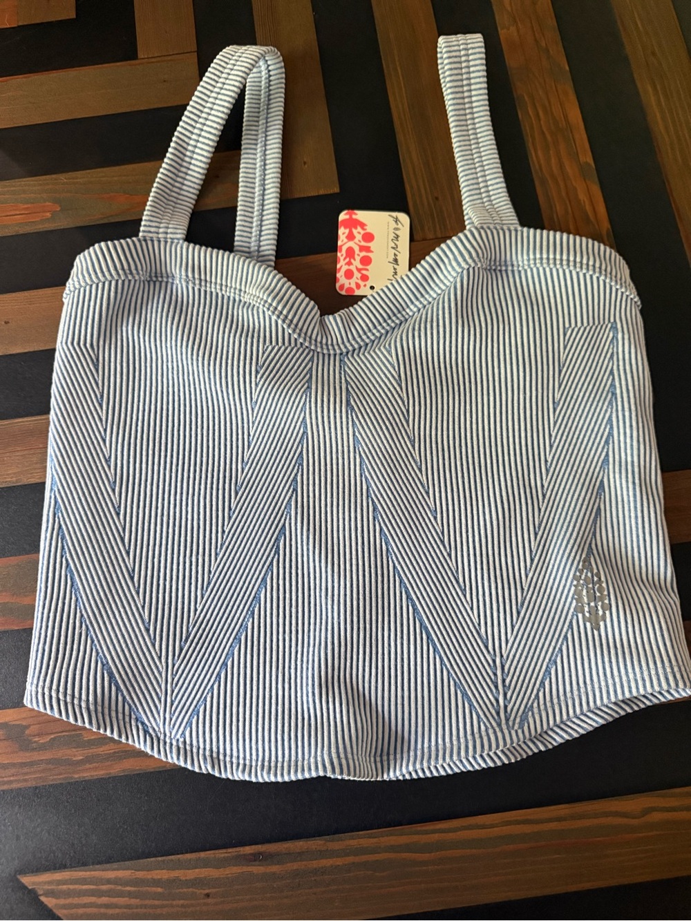 FP Movement Women’s Perfectly Plated Cami in Denim Blue Combo - Picture 5 of 9